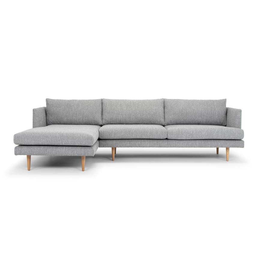 Seater With Left Chaise Sofa - Graphite Grey with Natural Legs