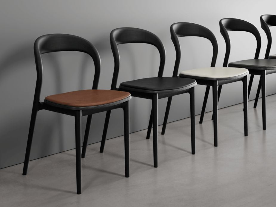 Mia Chair with Leather Seat Pad - Black Ash