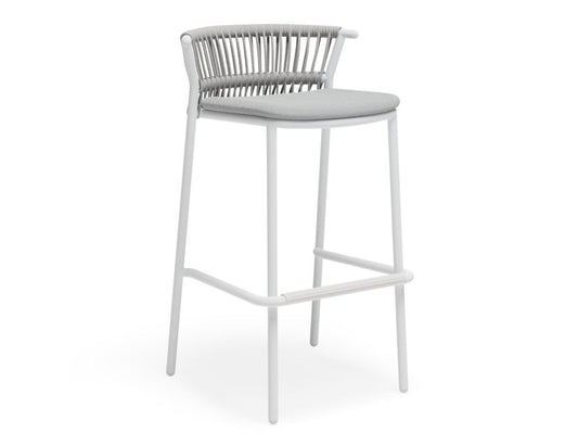 Minori Stool - White - Light Grey Cushion