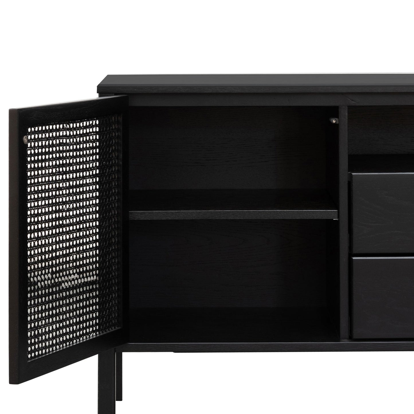 Ex Display - Molina 1.56m Wooden Sideboard - Black