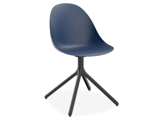 Pebble Chair Navy Blue with Shell Seat - Swivel Base - Black