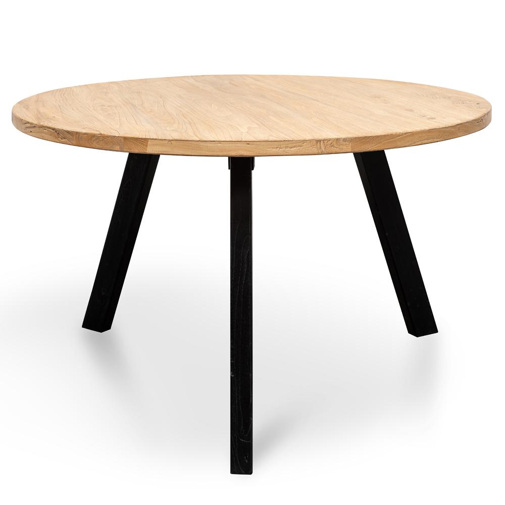 Nena Reclaimed 1.25m Round Dining Table - Black Legs