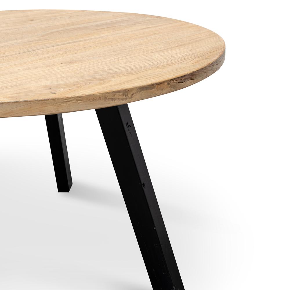 Nena Reclaimed 1.25m Round Dining Table - Black Legs