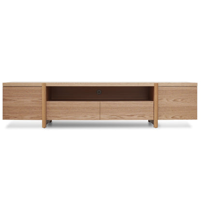 2.1m Entertainment TV Unit - Lowline - Full Natural - Timber Legs