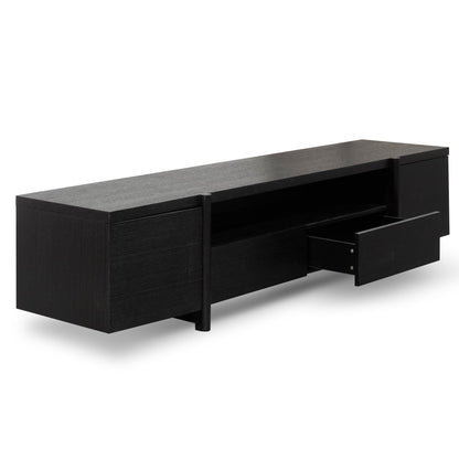 Lowline 2.1m Entertainment TV Unit - Black Oak - Timber Legs