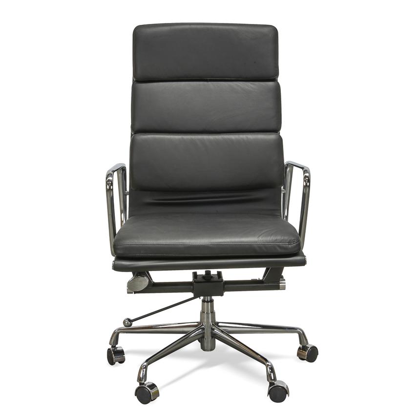 High Back Office Chair - Black Leather