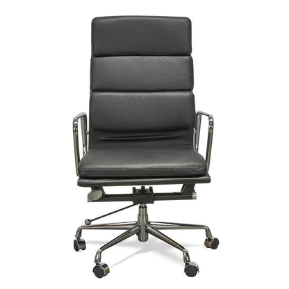 High Back Office Chair - Black Leather
