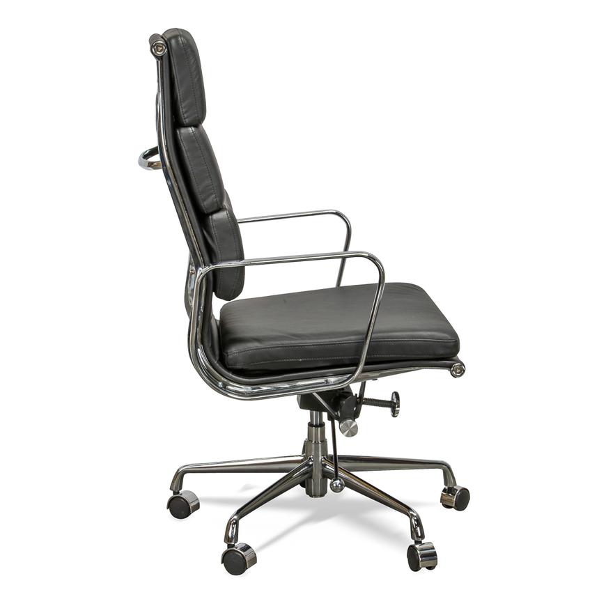 High Back Office Chair - Black Leather