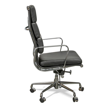 High Back Office Chair - Black Leather