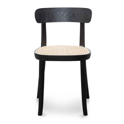 Ex Display - Orval Rattan Dining Chair - Black with Natural Seat