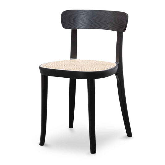 Ex Display - Orval Rattan Dining Chair - Black with Natural Seat