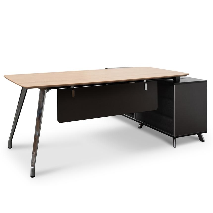 2m Left Return Office Desk - Natural - Black