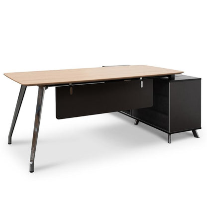 2m Left Return Office Desk - Natural - Black