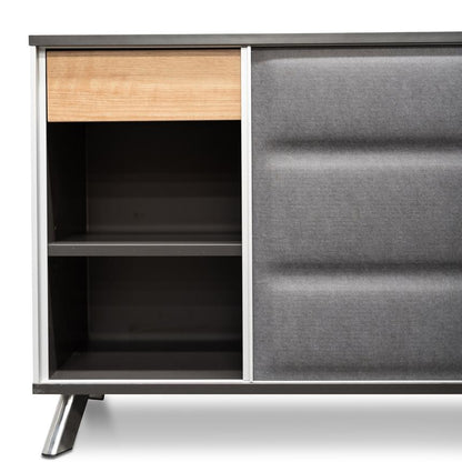 2m Left Return Office Desk - Natural - Black