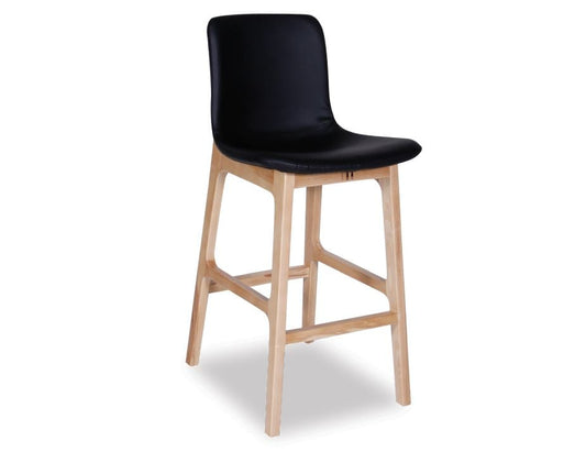 Ara Stool - Natural  - Black Faux Leather & Natural Ash