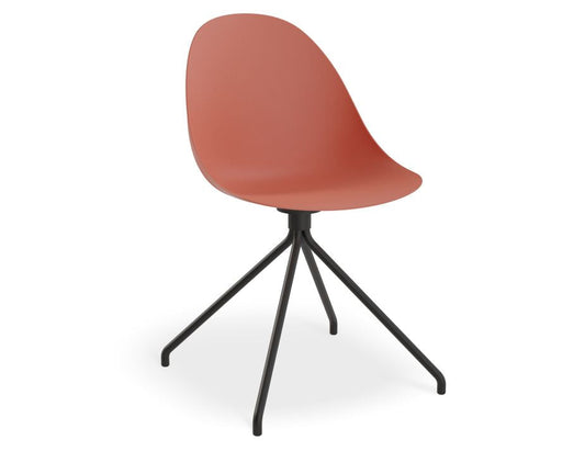 Pebble Chair Coral with Shell Seat - Pyramid Fixed Base - Black