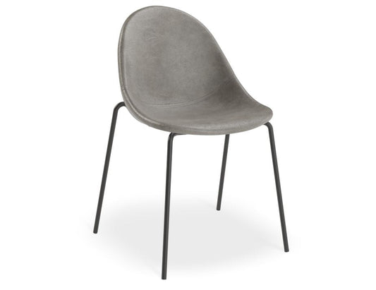 Pebble Chair Grey Upholstered Vintage Seat - 4 Post - Black