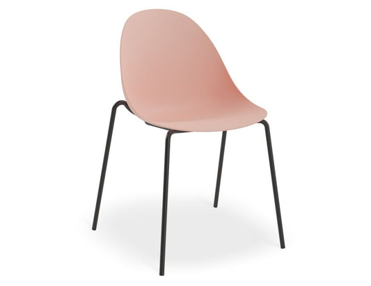 Pebble Chair Soft Pink with Shell Seat - 4 Post Stackable - Black