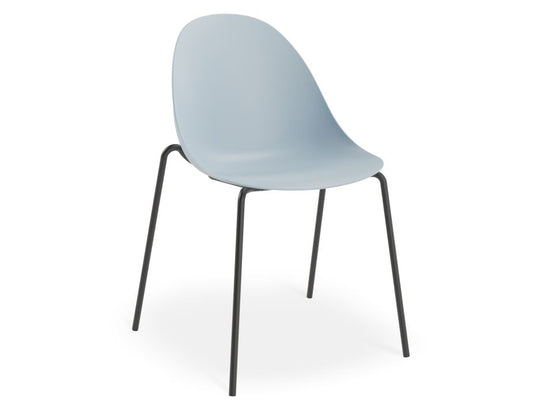 Pebble Chair Pale Blue with Shell Seat - 4 Post Stackable - Black