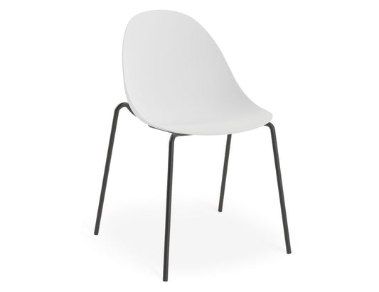 Pebble Chair White with Shell Seat - 4 Post Stackable Base - Black