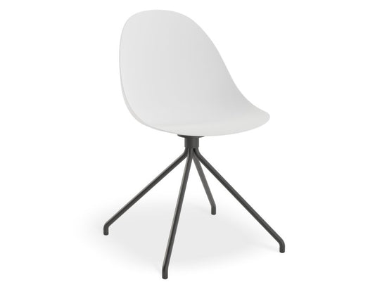 Pebble Chair White with Shell Seat - Pyramid Fixed Base - Black