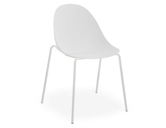 Pebble Chair White with Shell Seat - 4 Post Stackable Base - White