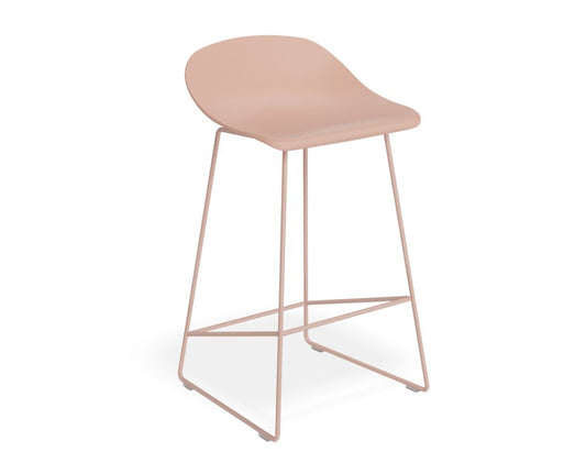 Pop Stool - Soft Pink Frame and Shell Seat  - 65cm Kitchen Bench Seat Height