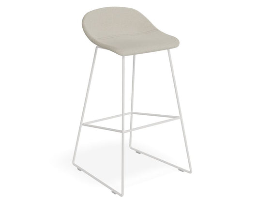 Pop Stool - White Frame and Light Grey Fabric Seat  - 75cm Commercial Bar Height