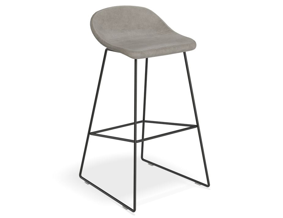Pop Stool Pop Stool - Black Frame and Upholstered Vintage Grey Seat - 75cm Comme ...