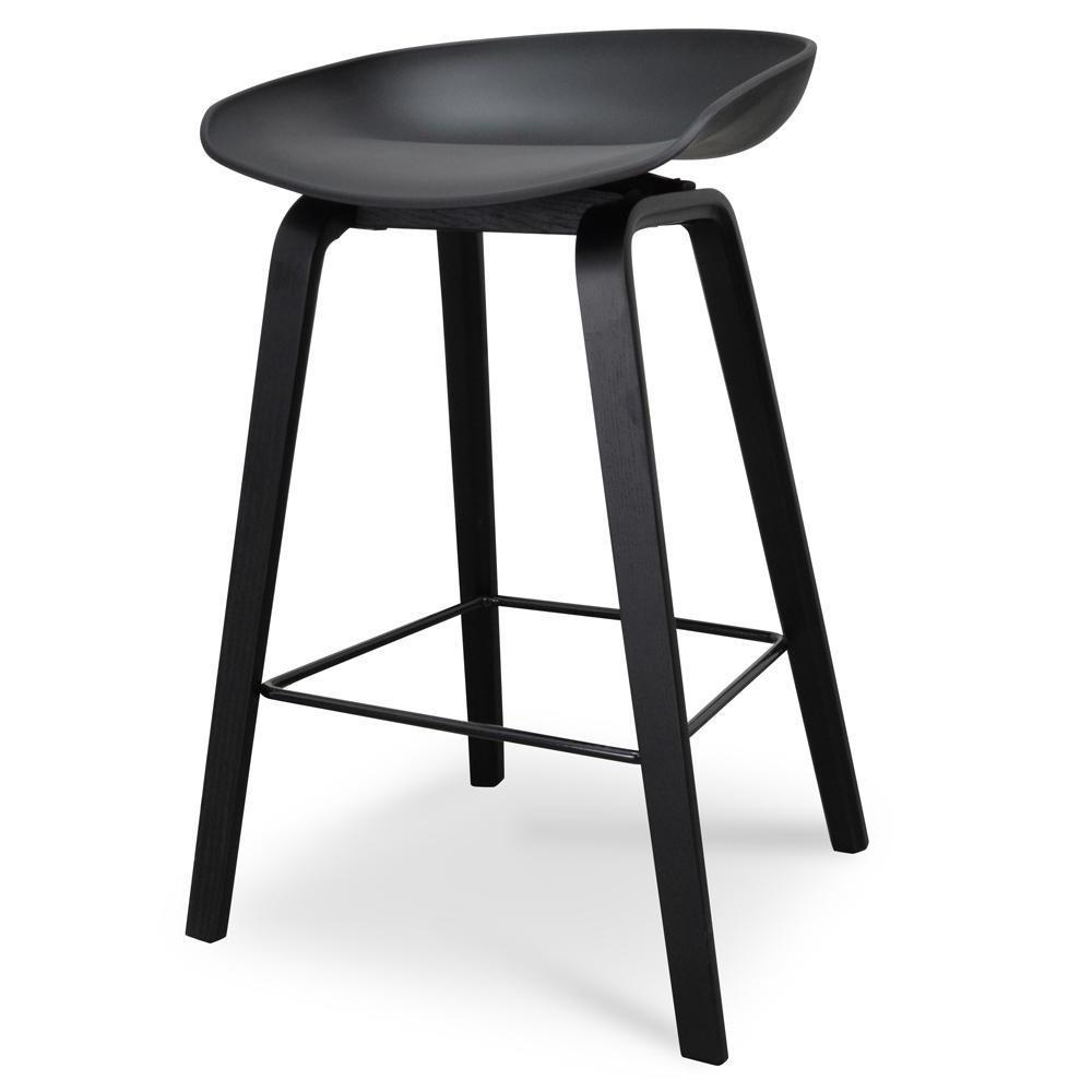Rachel 65cm Plastic Seat Bar Stool - Black
