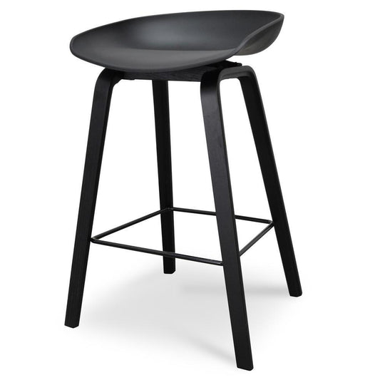 Rachel 65cm Plastic Seat Bar Stool - Black