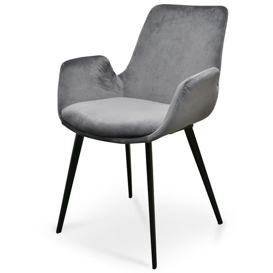 Ex Display - Alice Dining Chair - Dark Grey Velvet