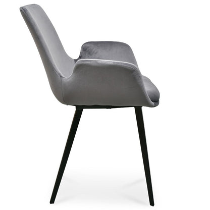 Ex Display - Alice Dining Chair - Dark Grey Velvet
