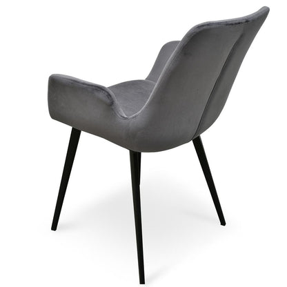 Ex Display - Alice Dining Chair - Dark Grey Velvet