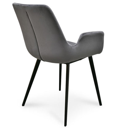 Ex Display - Alice Dining Chair - Dark Grey Velvet