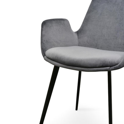 Ex Display - Alice Dining Chair - Dark Grey Velvet