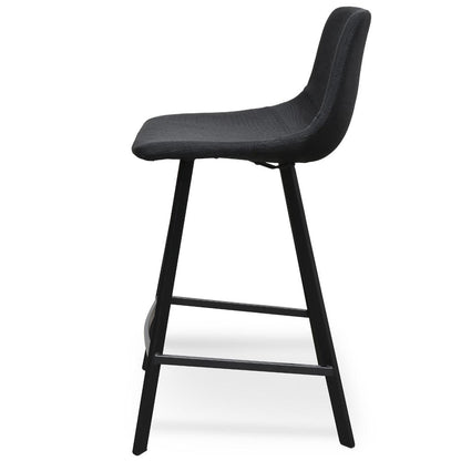 Set Of 2 - Duke 65cm Fabric Bar Stool - Black