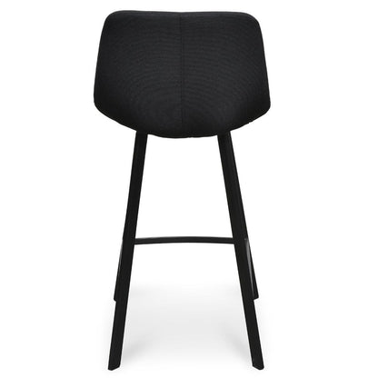 Set Of 2 - Duke 65cm Fabric Bar Stool - Black