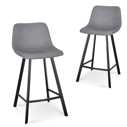 Set of 2 - Duke 65cm Fabric Bar Stool - Dark Grey - Last Set