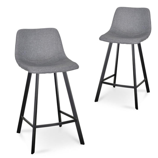 Set of 2 - Duke 65cm Fabric Bar Stool - Dark Grey - Last Set