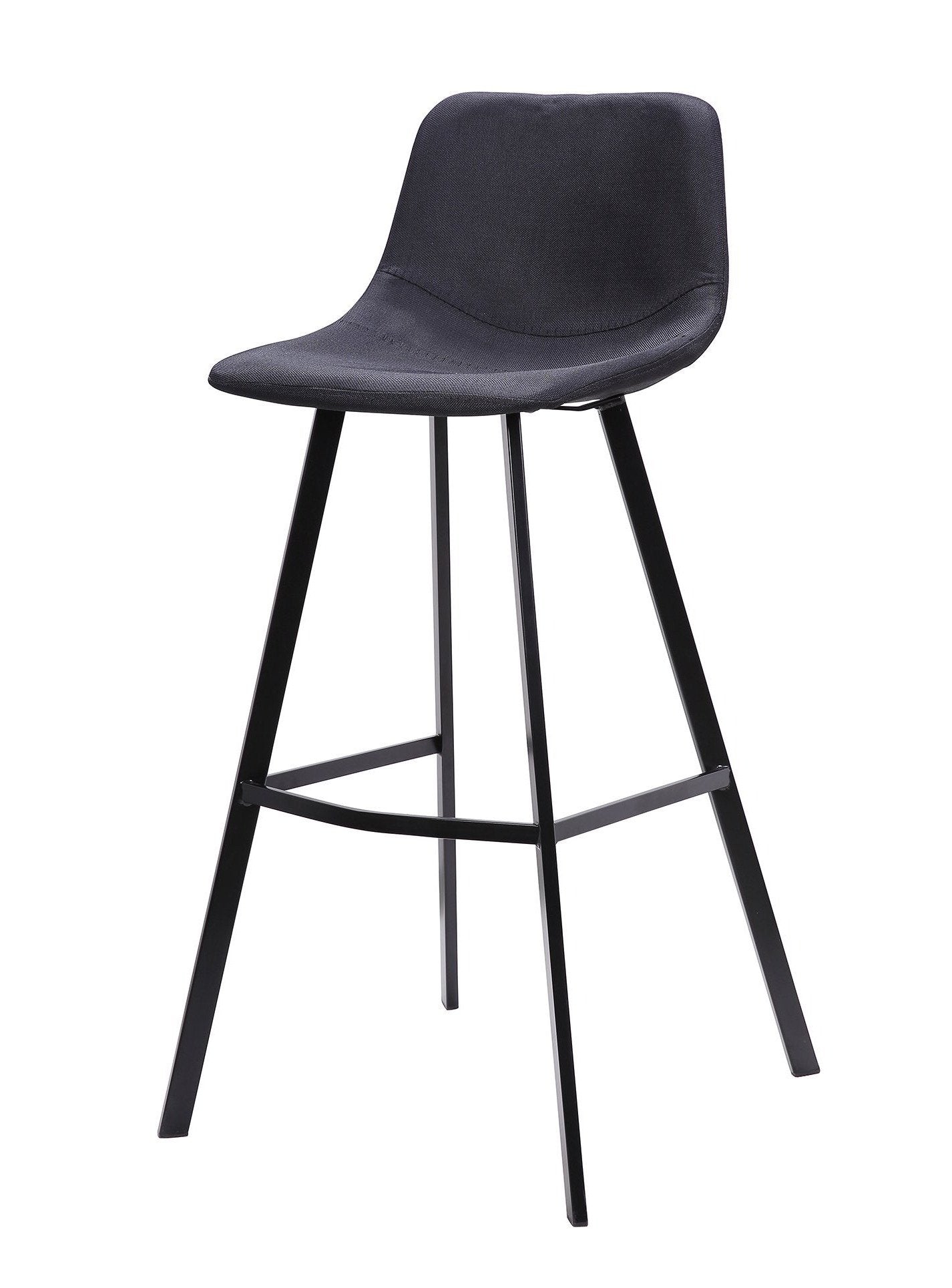 Set Of 2 - Duke 80cm Fabric Bar Stool in Black