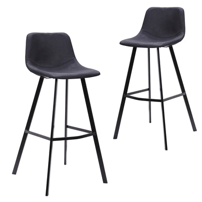 Set Of 2 - Duke 80cm Fabric Bar Stool in Black