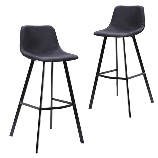 Set Of 2 - Duke 80cm Fabric Bar Stool in Black