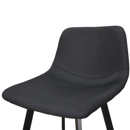 Set Of 2 - Duke 80cm Fabric Bar Stool in Black
