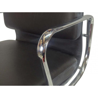 Low Back Office Chair - Black Leather