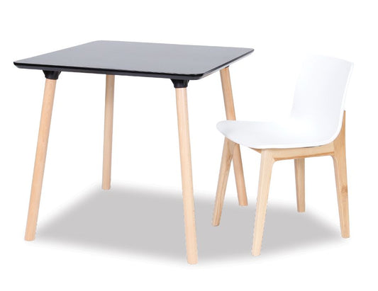 Massa Table - 80x80cm - Natural Legs - Black Top