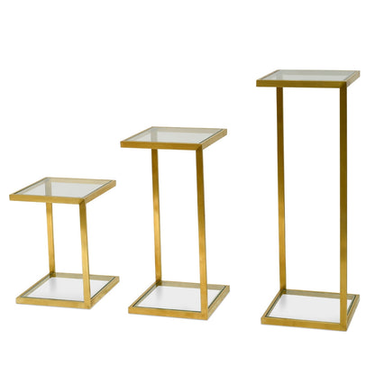 CST2358-KS Glass Side Table - Gold Base  (Set of 3) - Last one