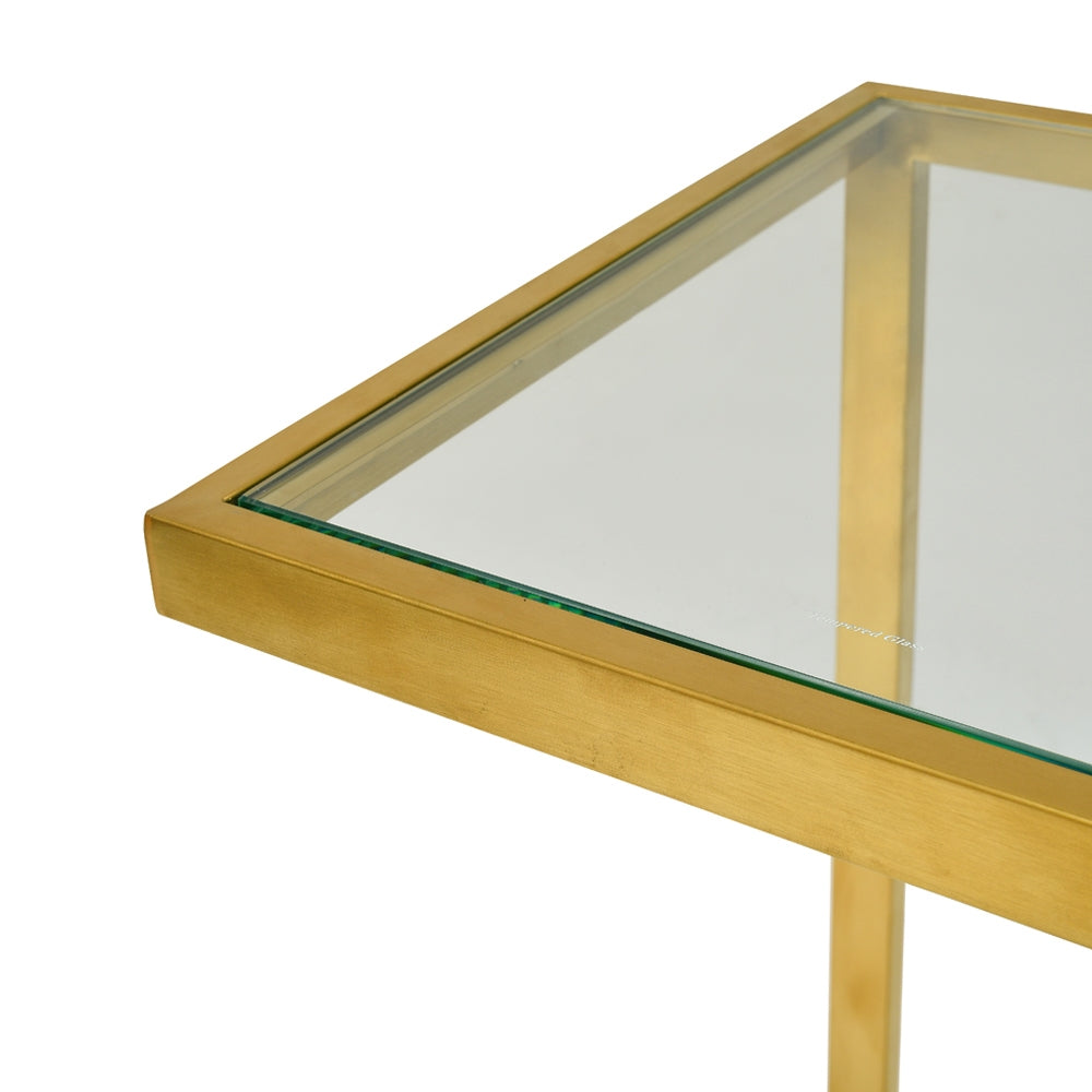 CST2358-KS Glass Side Table - Gold Base  (Set of 3) - Last one
