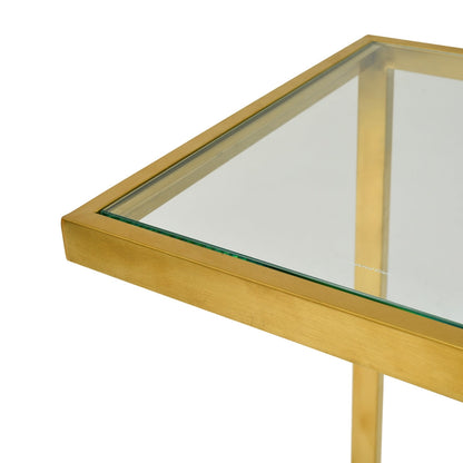 CST2358-KS Glass Side Table - Gold Base  (Set of 3) - Last one
