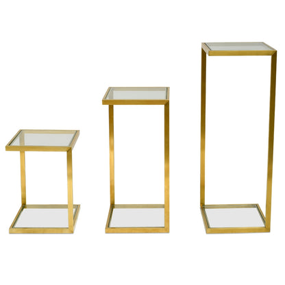 CST2358-KS Glass Side Table - Gold Base  (Set of 3) - Last one